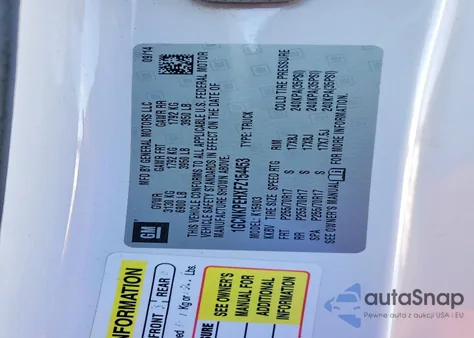 2015 Chevrolet Silverado K1500 из США, поврежденный, VIN 1GCNKPEHXFZ154453